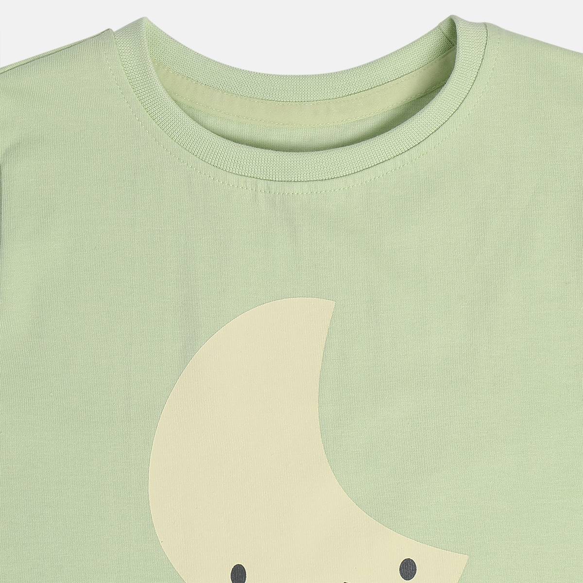 Girls Blue/Green Round Neck Short Sleeve Top And Bottom