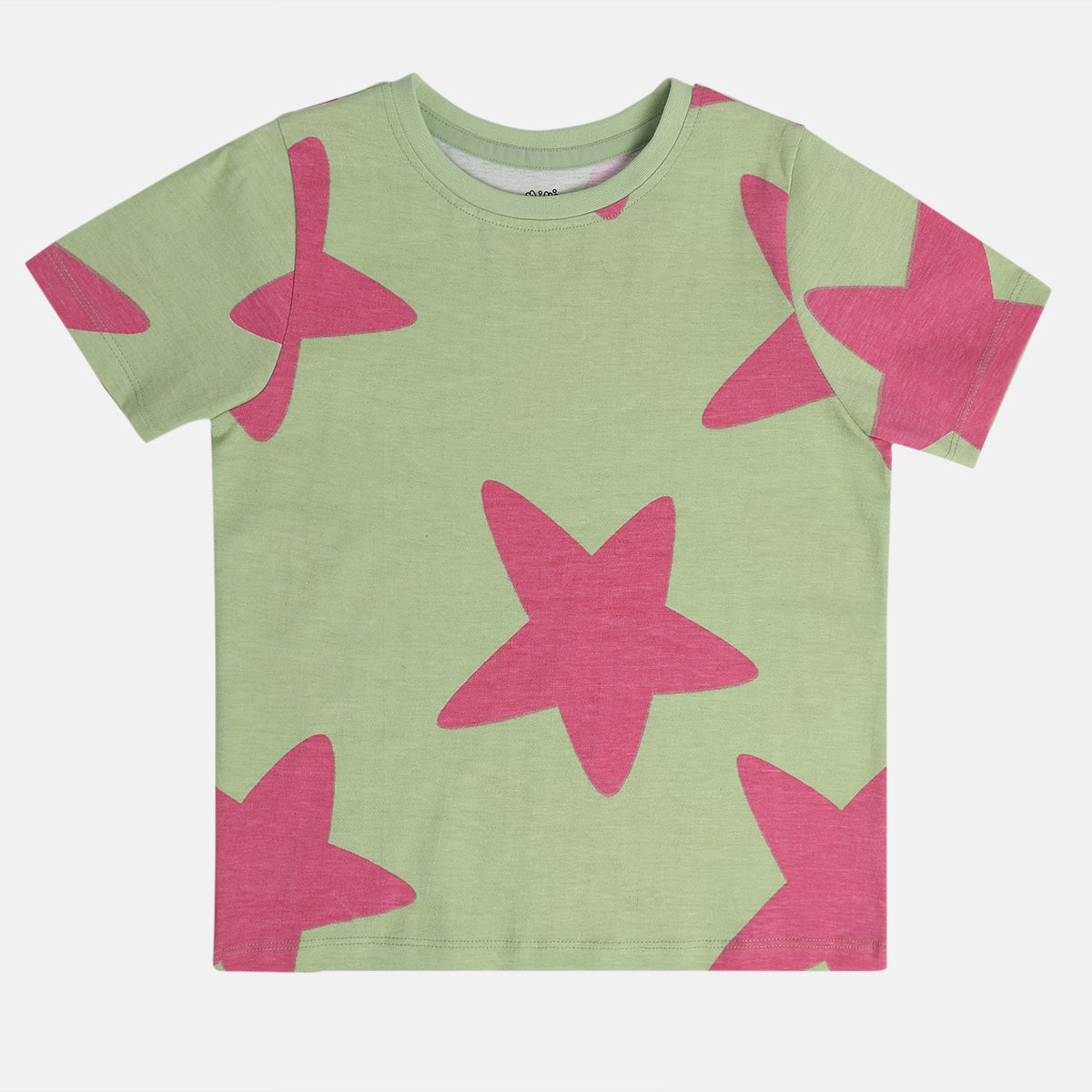 Girls Green/Grey Round Neck Short Sleeve Top And Bottom