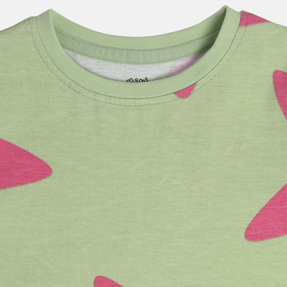 Girls Green/Grey Round Neck Short Sleeve Top And Bottom