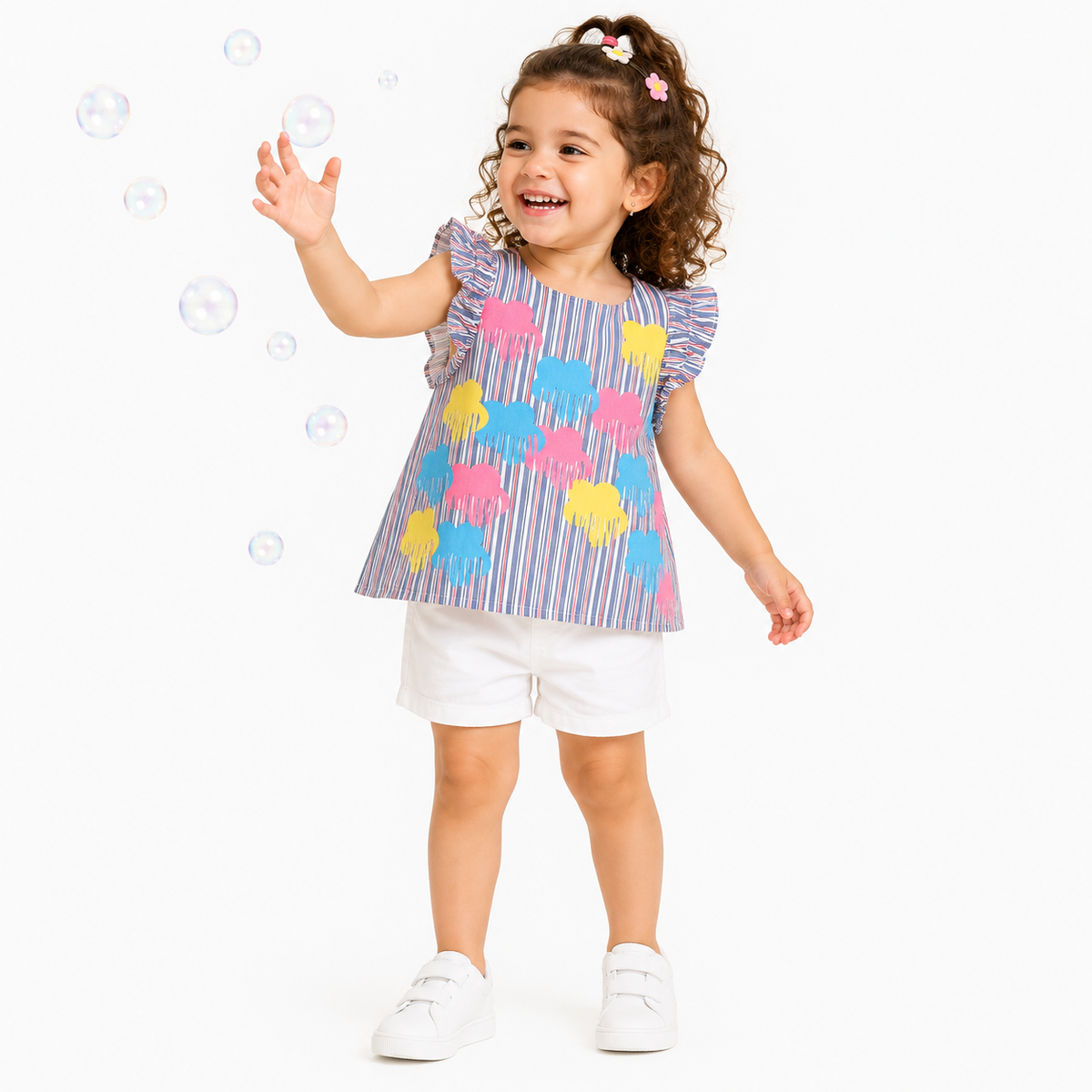 Girls White Woven Top