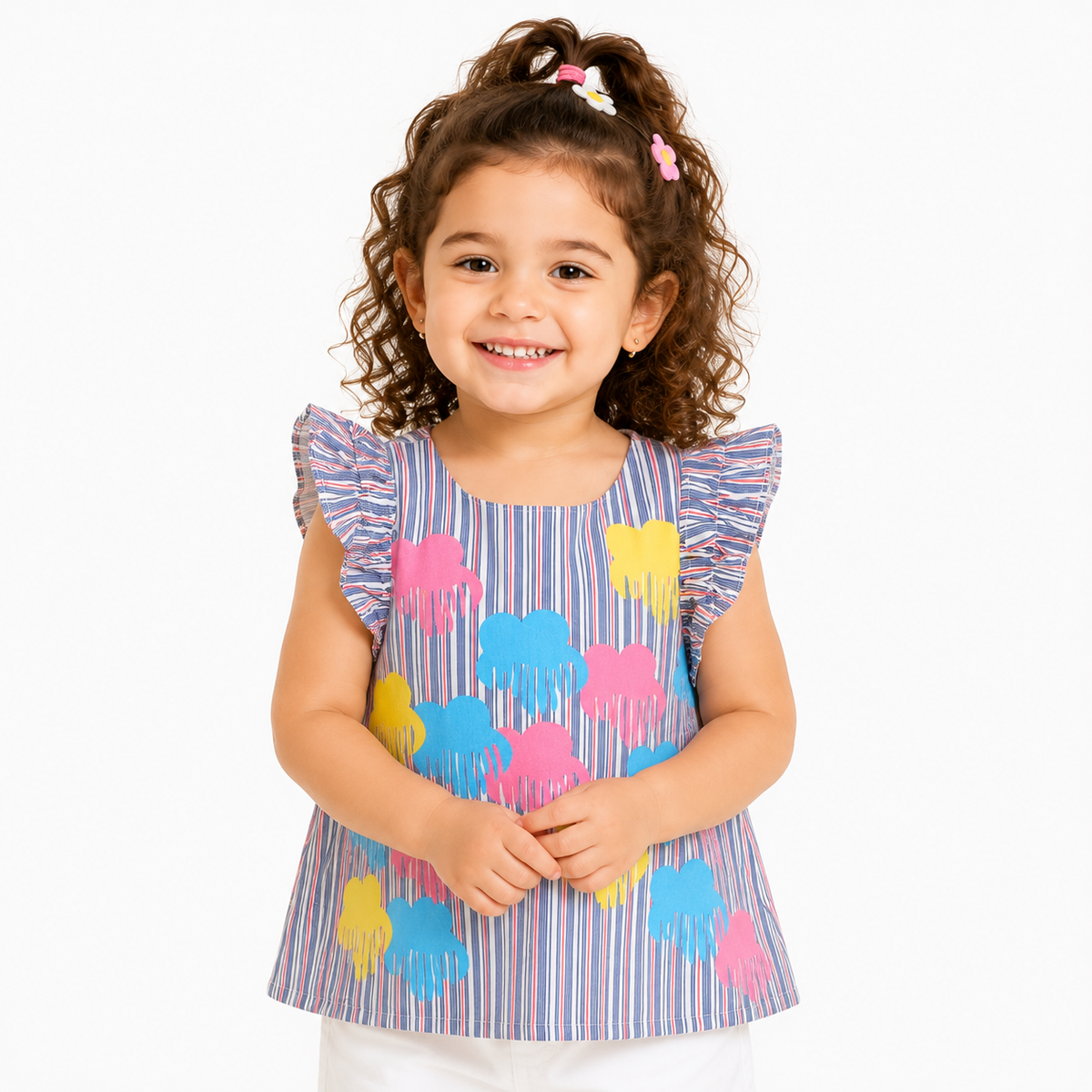 Girls White Woven Top