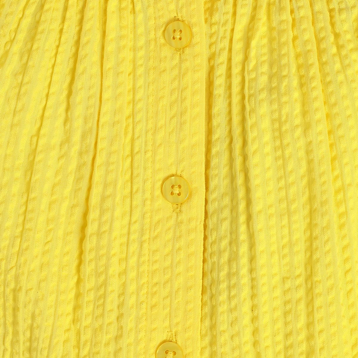 Girls Yellow Sqaure Neck Sleeve Less Woven Top