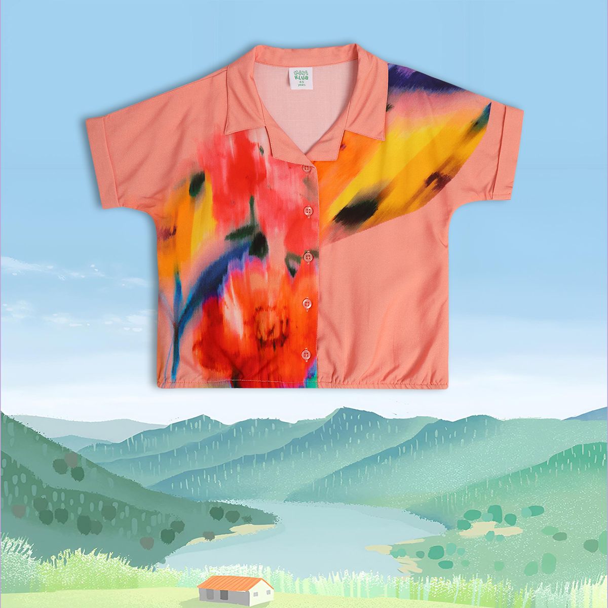 Girl Coral Woven Top