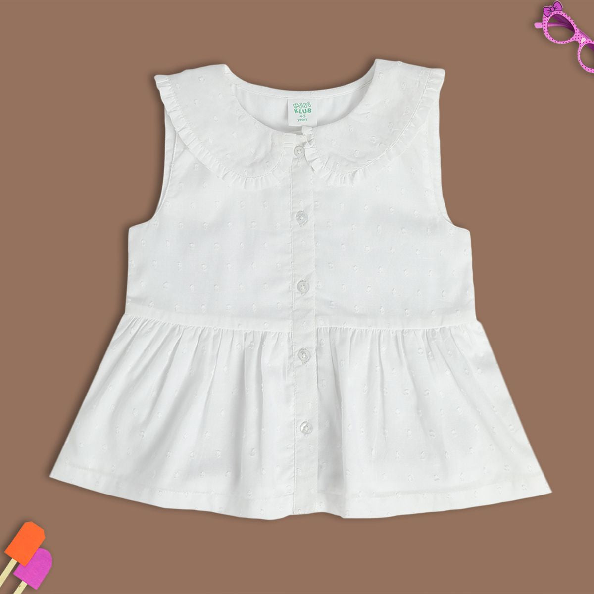 Girl White Woven Top