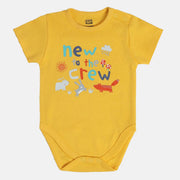 Baby Unisex Mustard Yellow Cotton Animal Graphic Printed Bodysuit Regular Fit Everyday Wear