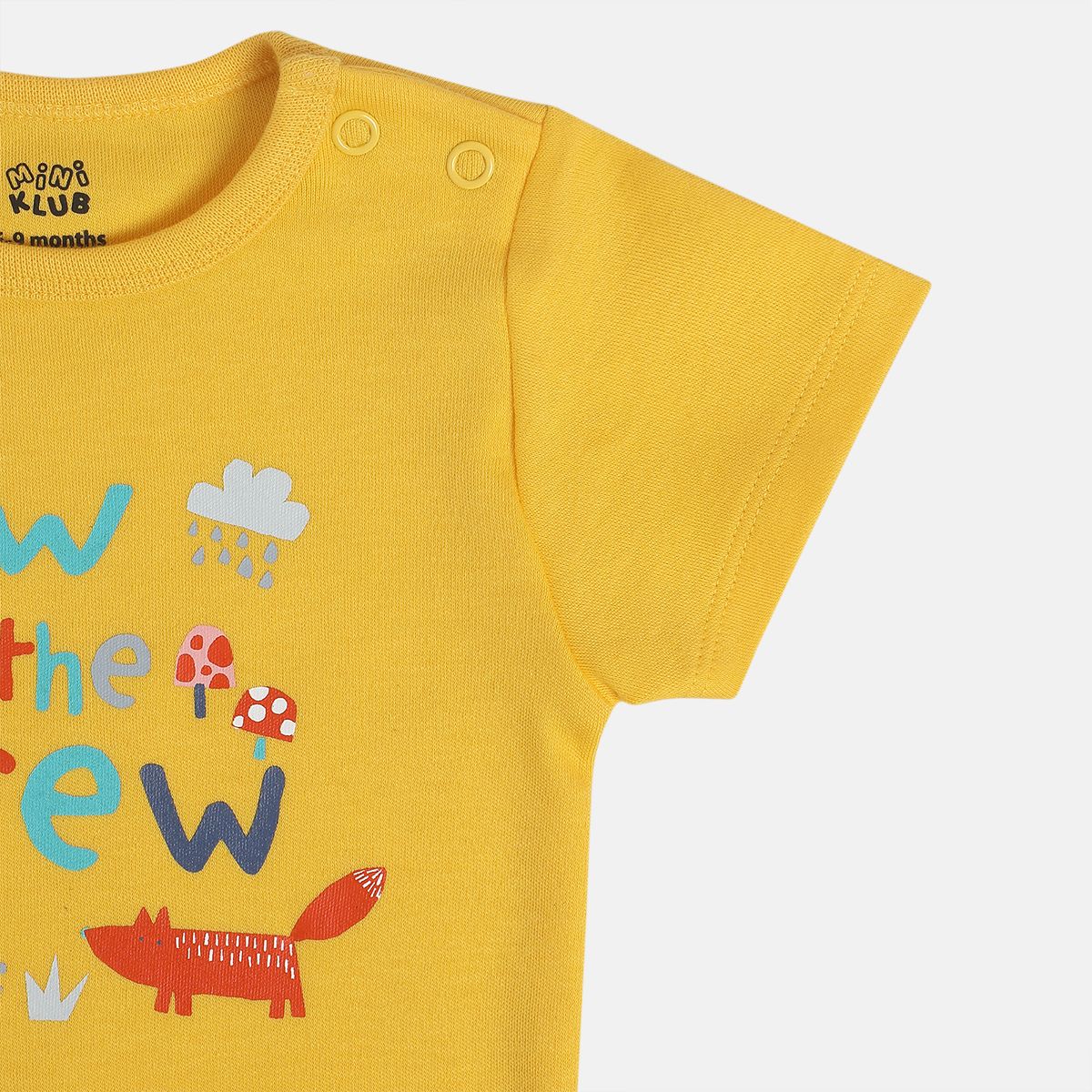 Baby Unisex Mustard Yellow Cotton Animal Graphic Printed Bodysuit Regular Fit Everyday Wear