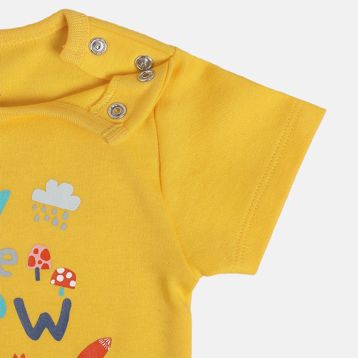 Baby Unisex Mustard Yellow Cotton Animal Graphic Printed Bodysuit Regular Fit Everyday Wear