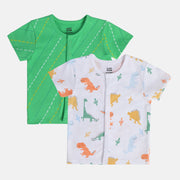 Boys White/Green Short Sleeve Front Open Vest