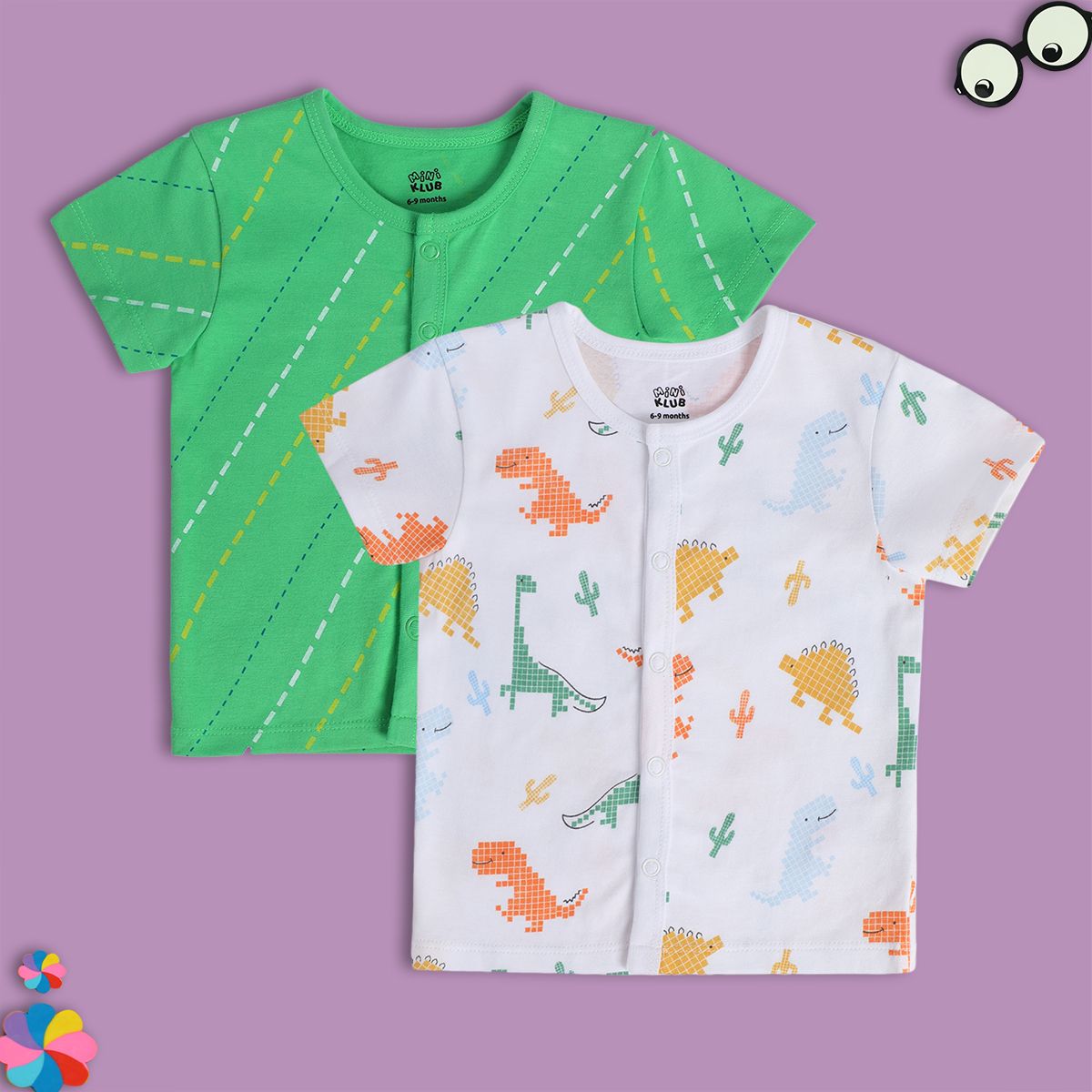 Boys White/Green Short Sleeve Front Open Vest