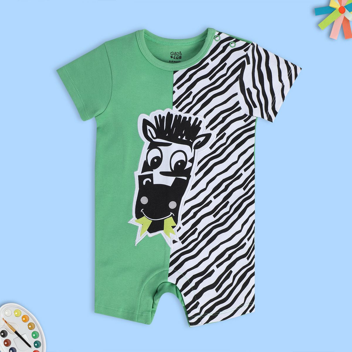 Boys Green Short Sleeve Romper