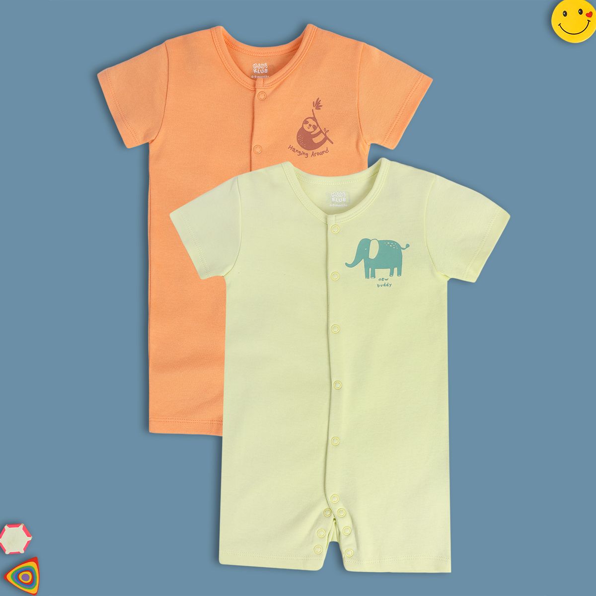 Boys Multicolor Pack Of 2 Romper