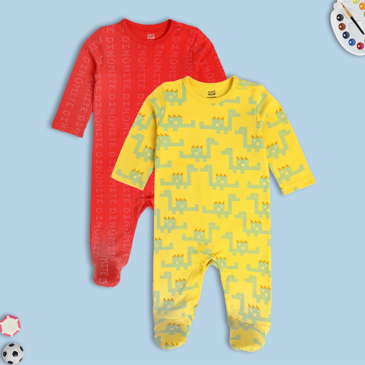 Boys Multicolor Pack Of 2 Sleep Suit