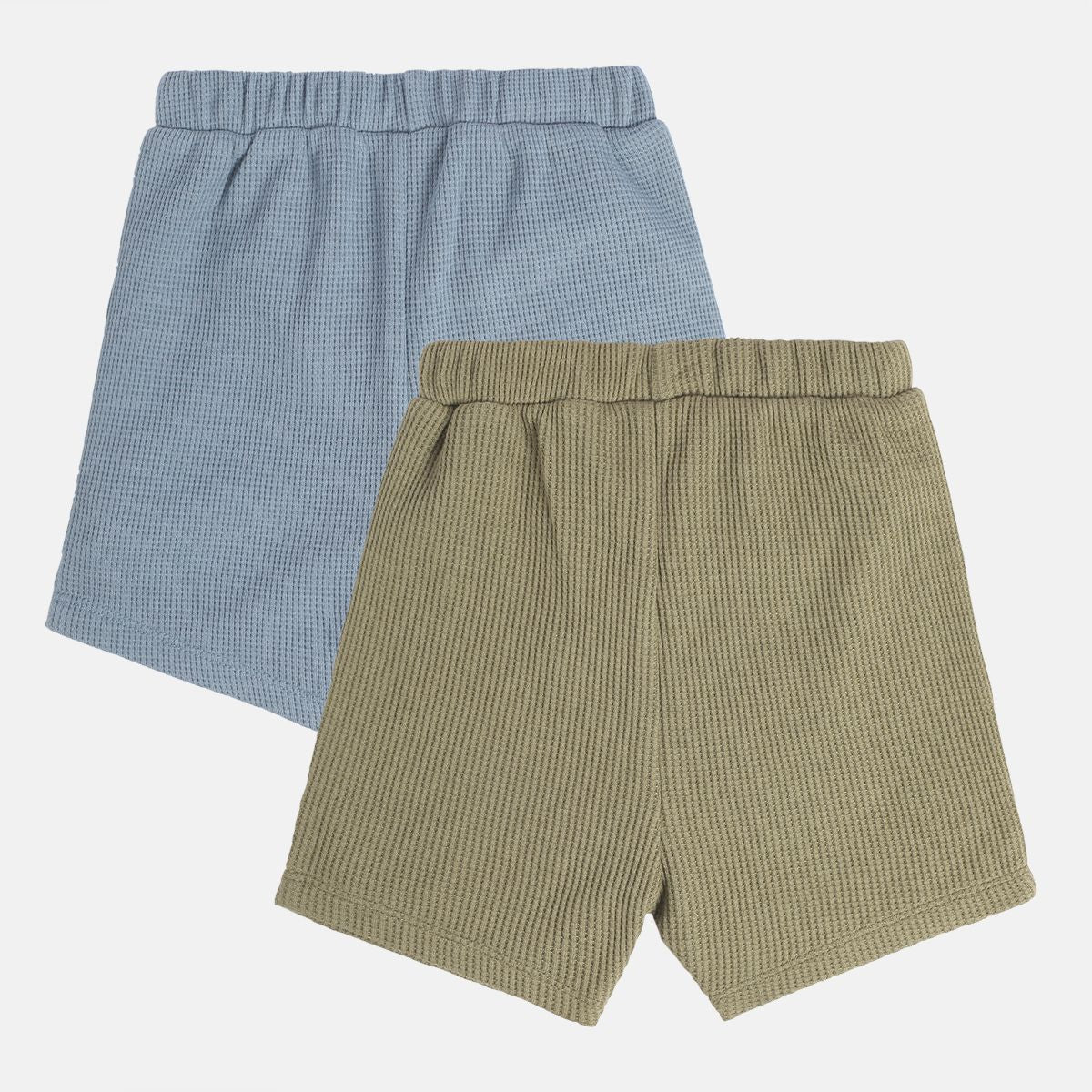 Baby Boys Dusty Blue and Olive Green Cotton Blend Knit Shorts Pack of 2 Regular Fit Everyday Wear