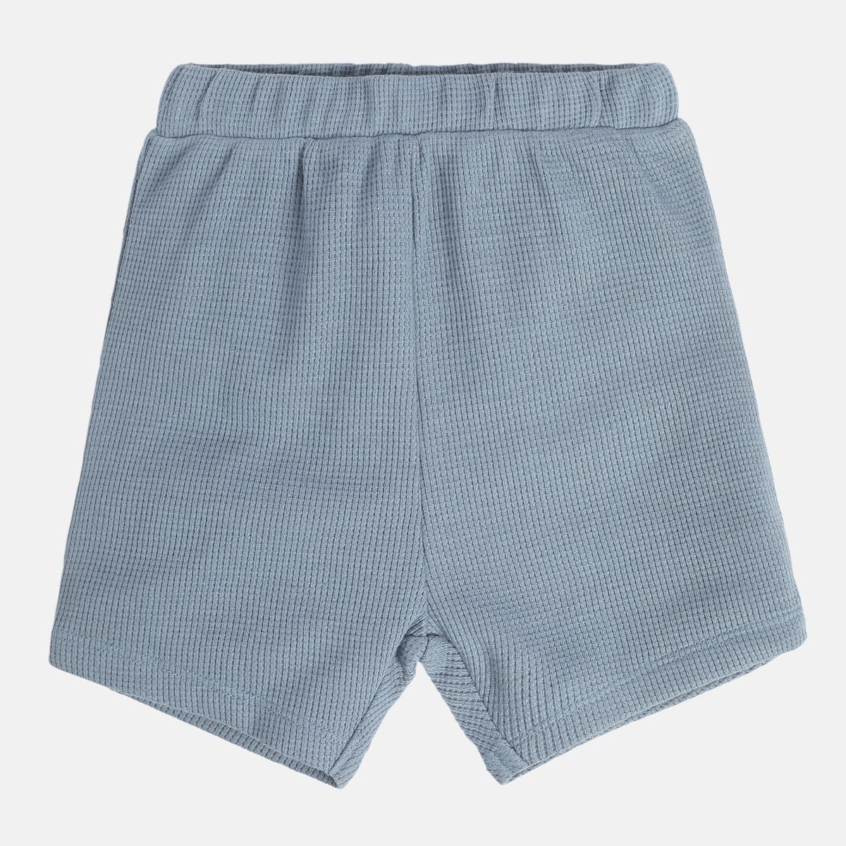 Baby Boys Dusty Blue and Olive Green Cotton Blend Knit Shorts Pack of 2 Regular Fit Everyday Wear