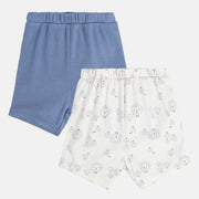 Baby Boys Animal Print and Solid Shorts Pack of 2, Blue and White