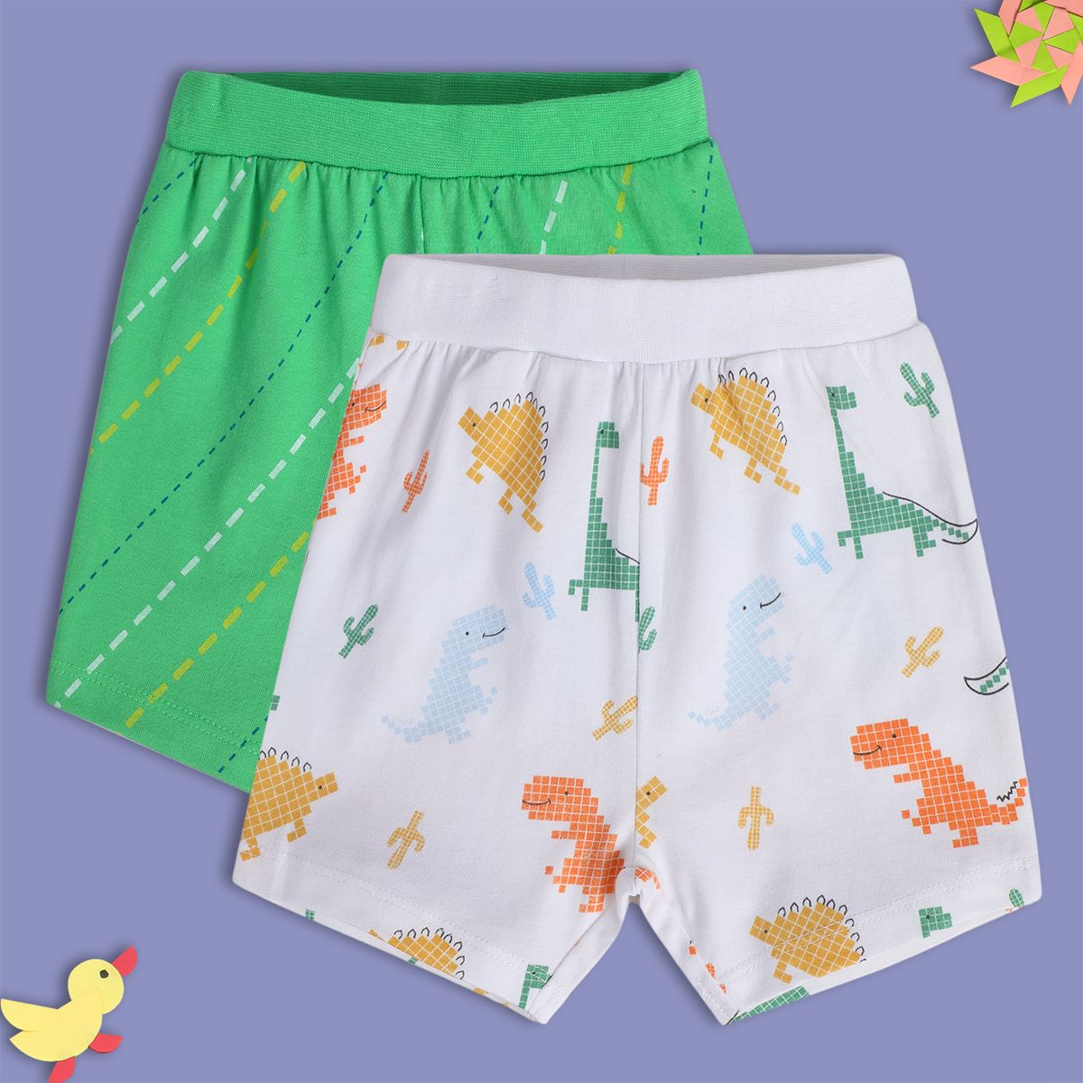 Boys White/Green Shorts