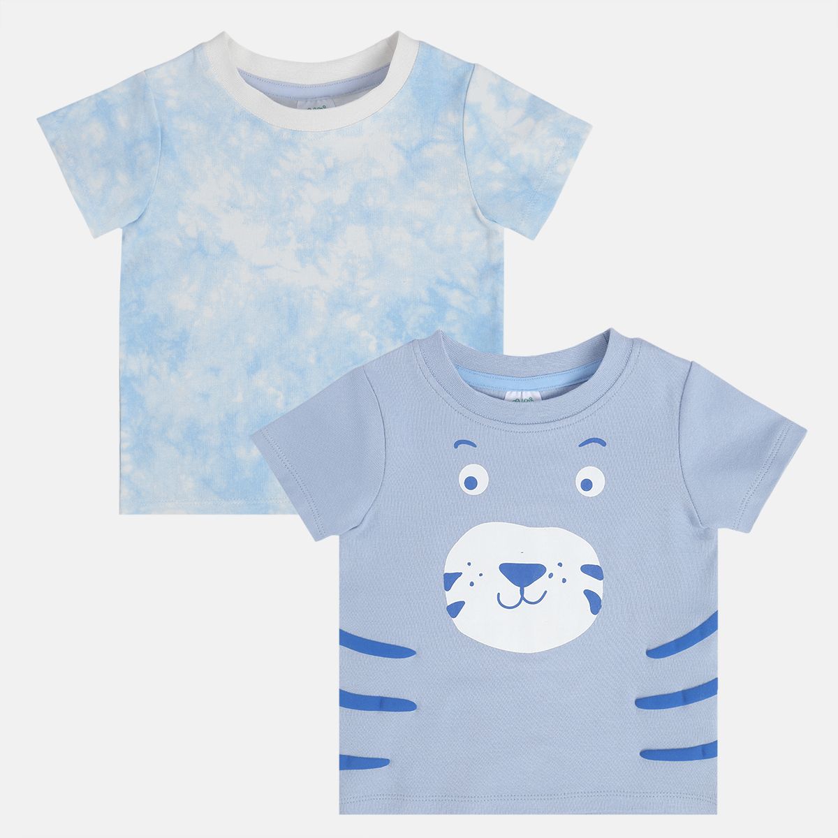 Baby Boys Tie,Dye and Animal Print T,Shirts Pack of 2, Blue
