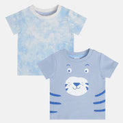 Baby Boys Tie,Dye and Animal Print T,Shirts Pack of 2, Blue