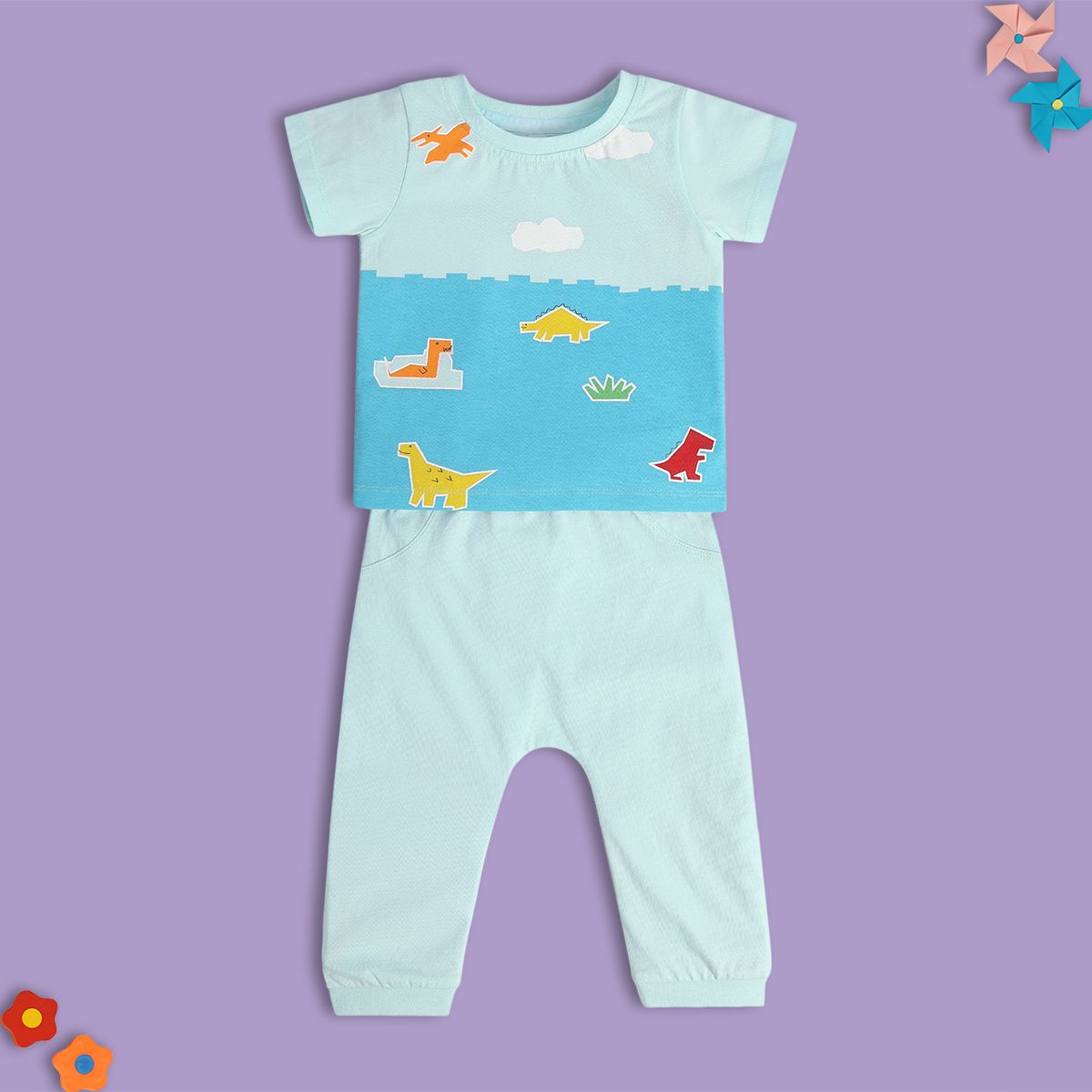 Boys Blue Short Sleeve Top And Bottom