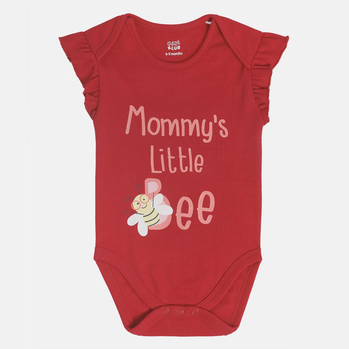 Baby Girls Text Print Romper, Red