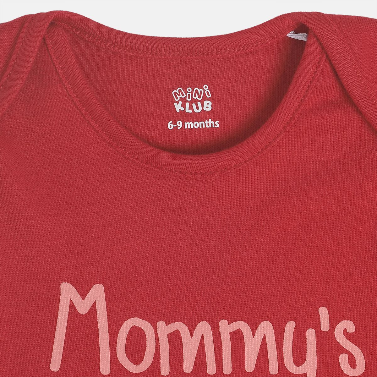 Baby Girls Text Print Romper, Red