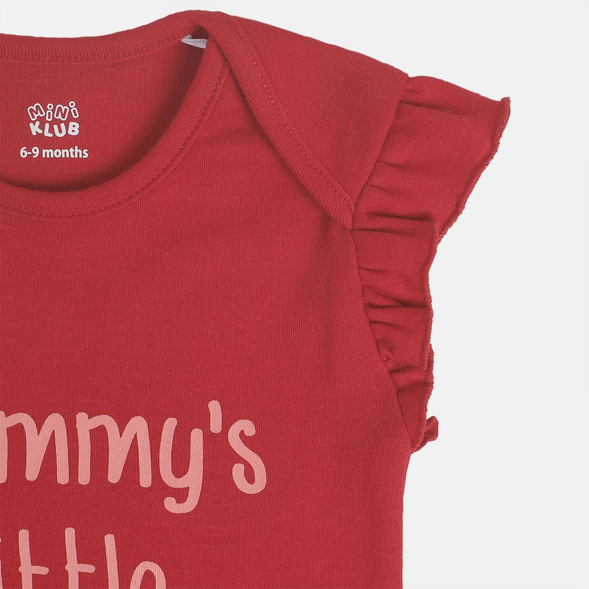 Baby Girls Text Print Romper, Red