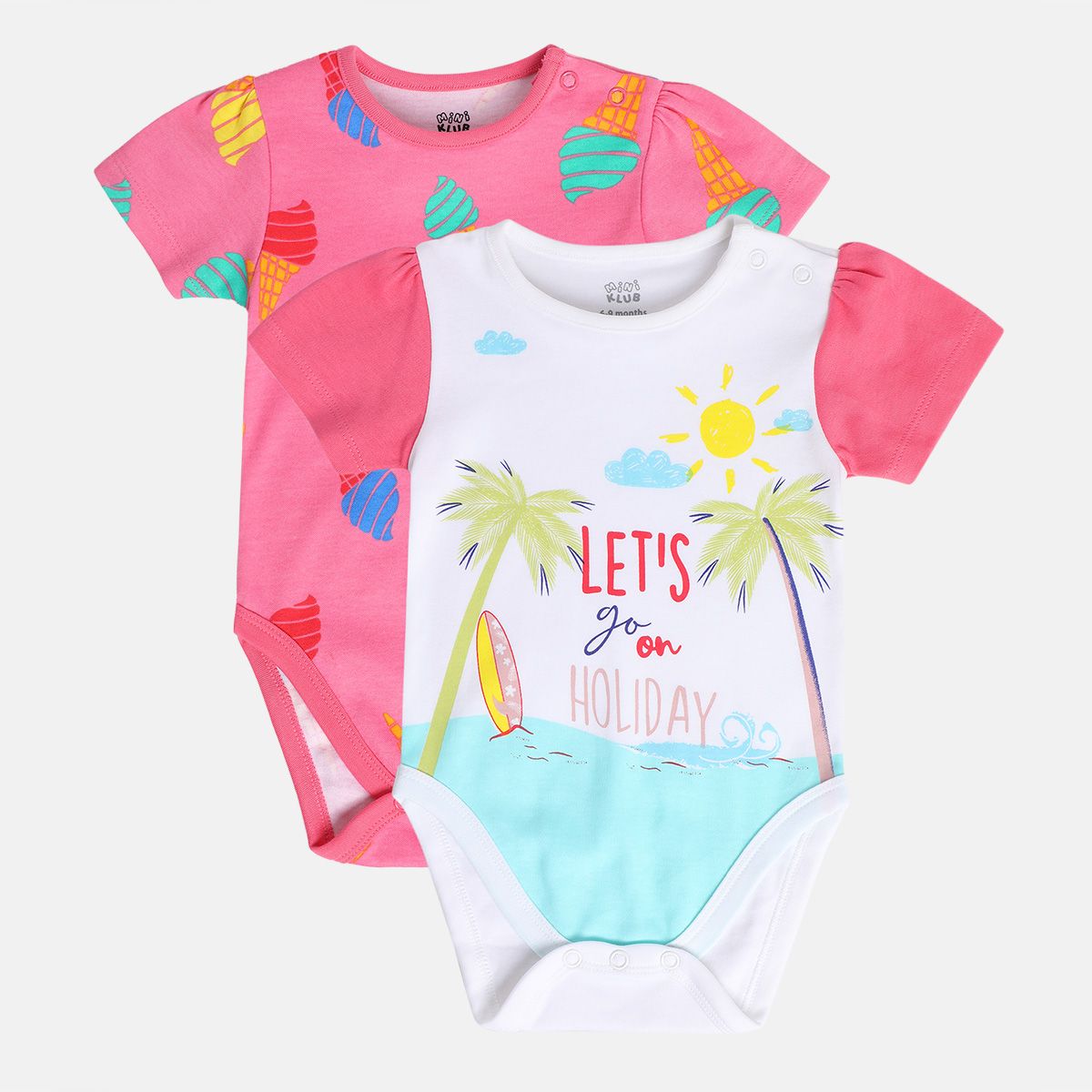 Girls Multicolor Pack Of 2 Body Suit