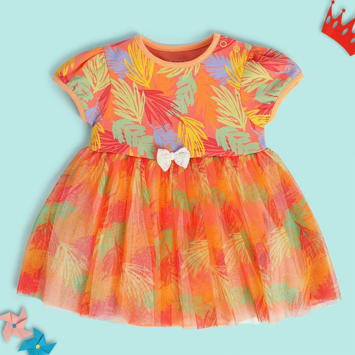 Girls Orange Pack Of 1 Body Suit