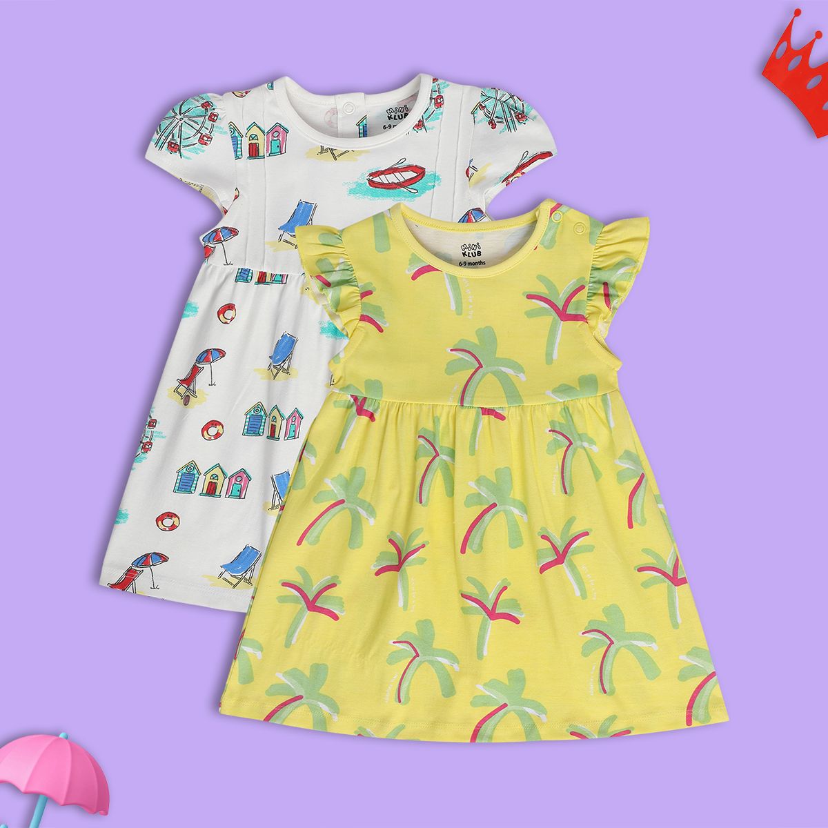 Girls Yellow/White Short Sleeve Dress