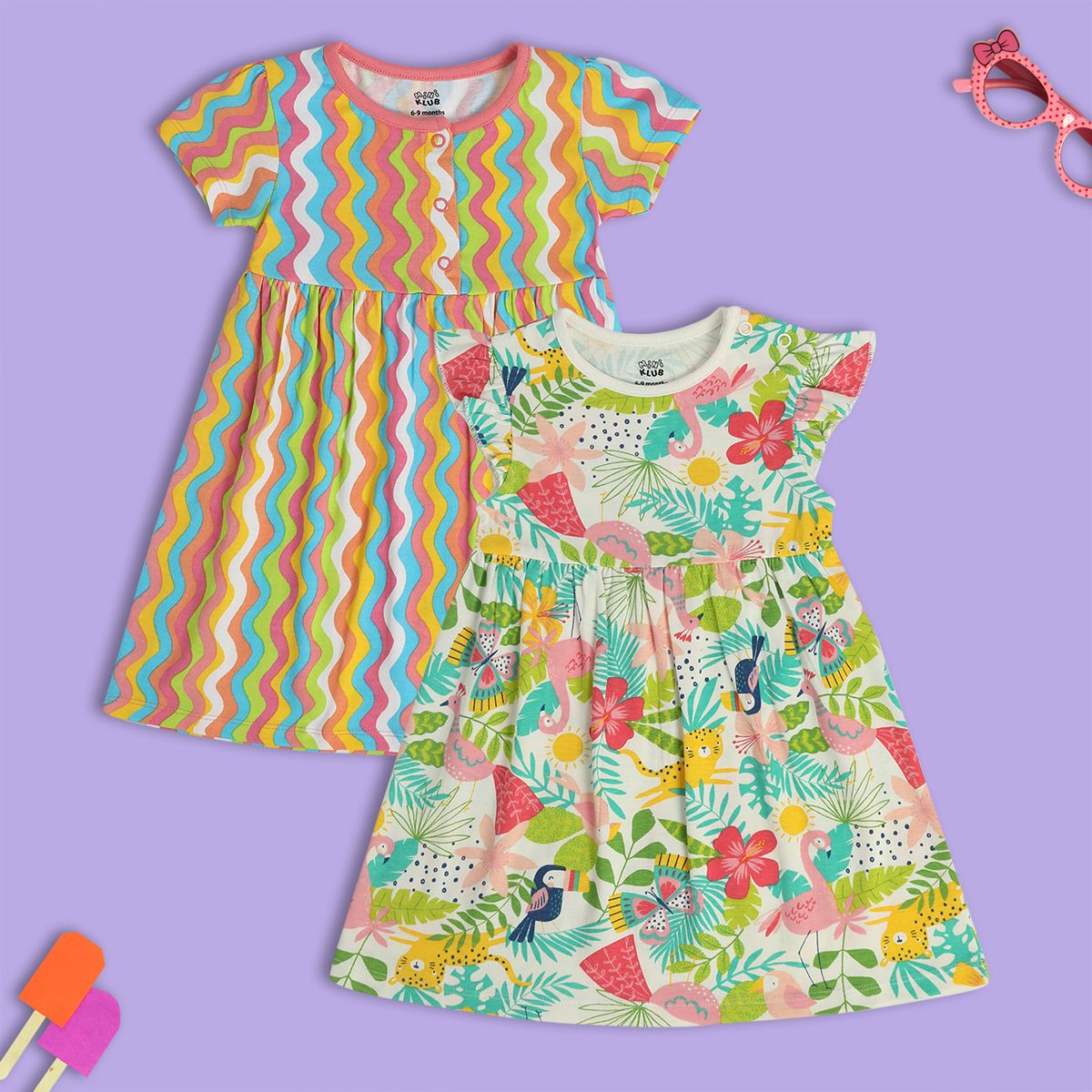 Girls Multicolor Pack Of 2 Dress