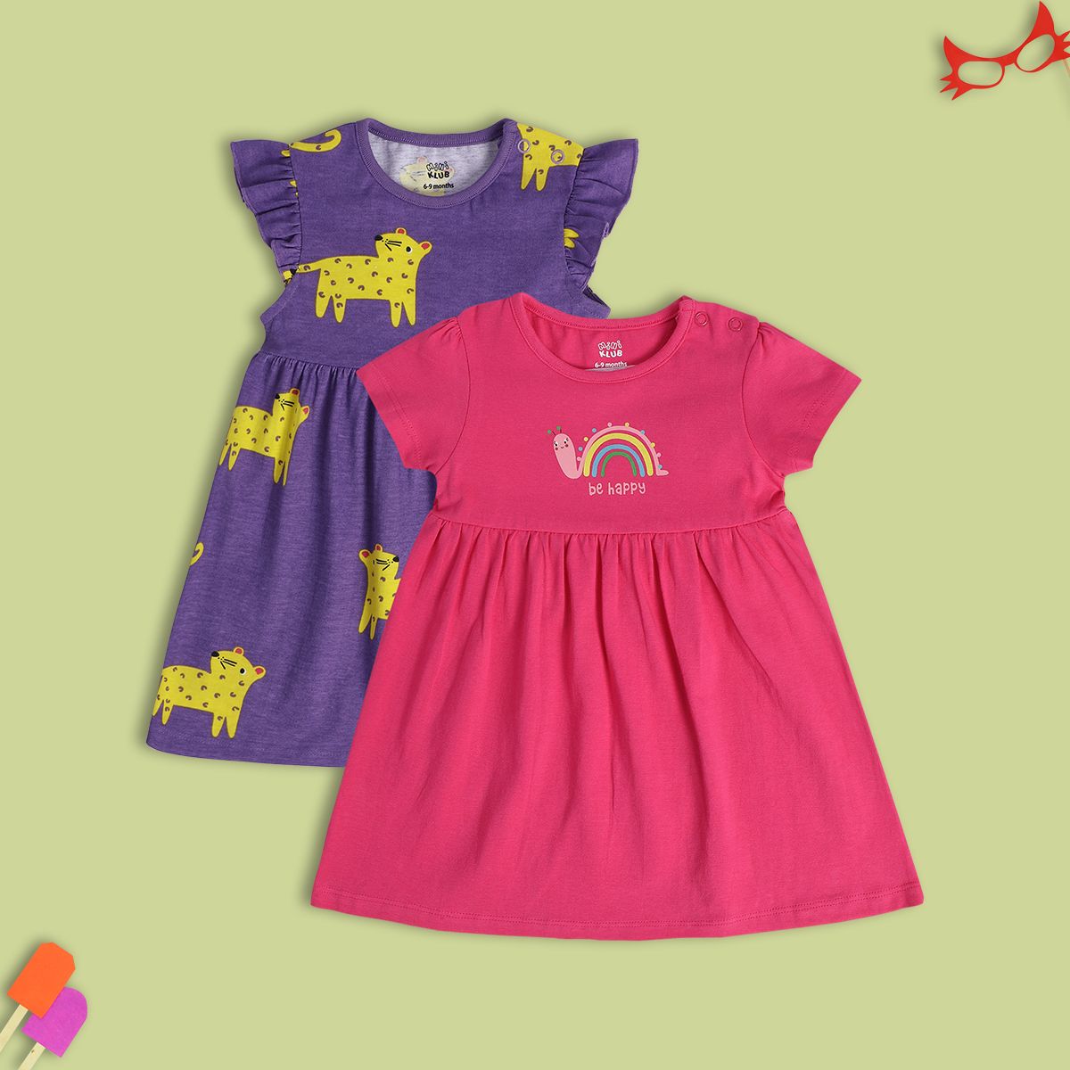 Girls Multi Short Sleeve Dress