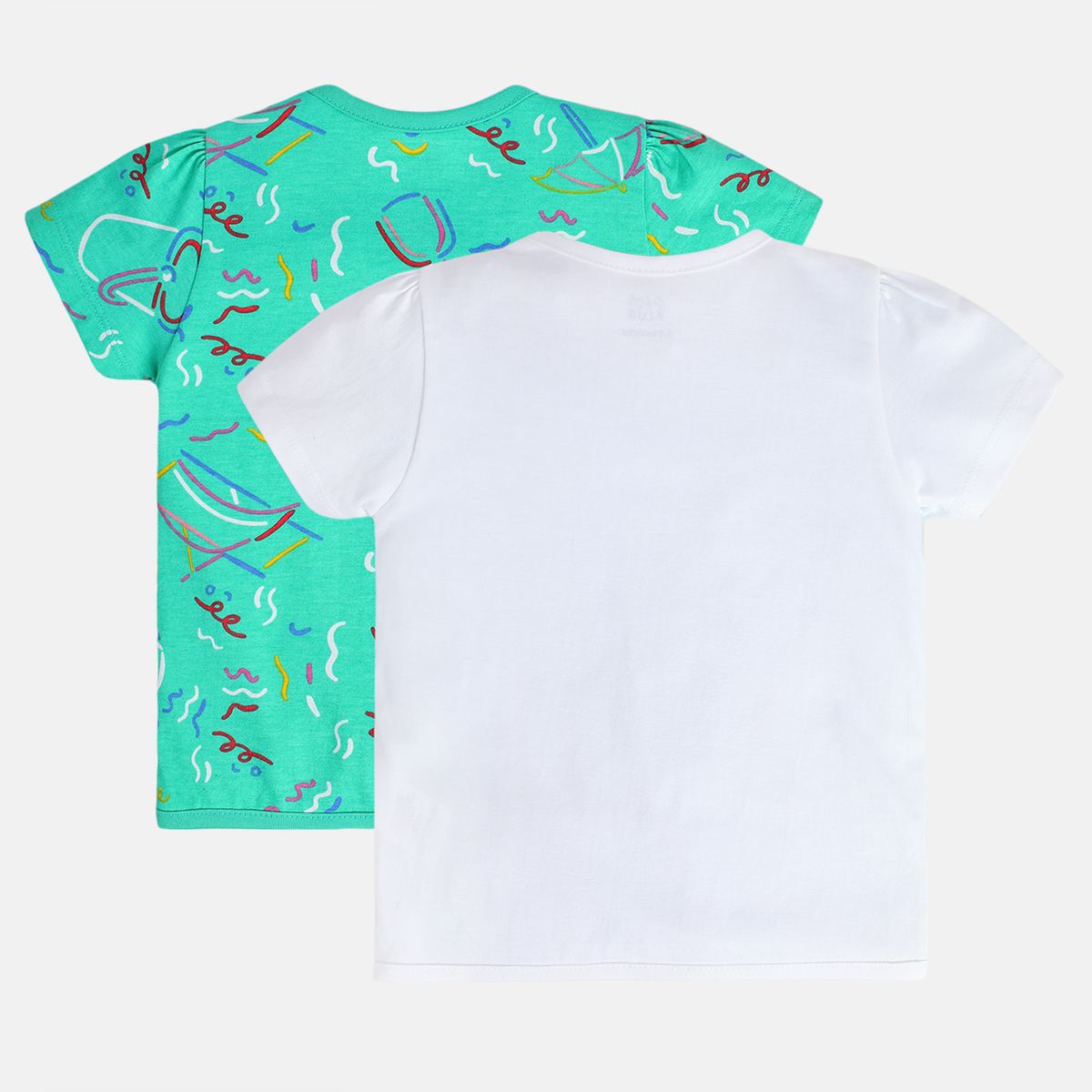 Girls Green/White Front Open Front Open Vest