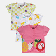 Girls Multicolor Pack Of 3 Front Open Vest