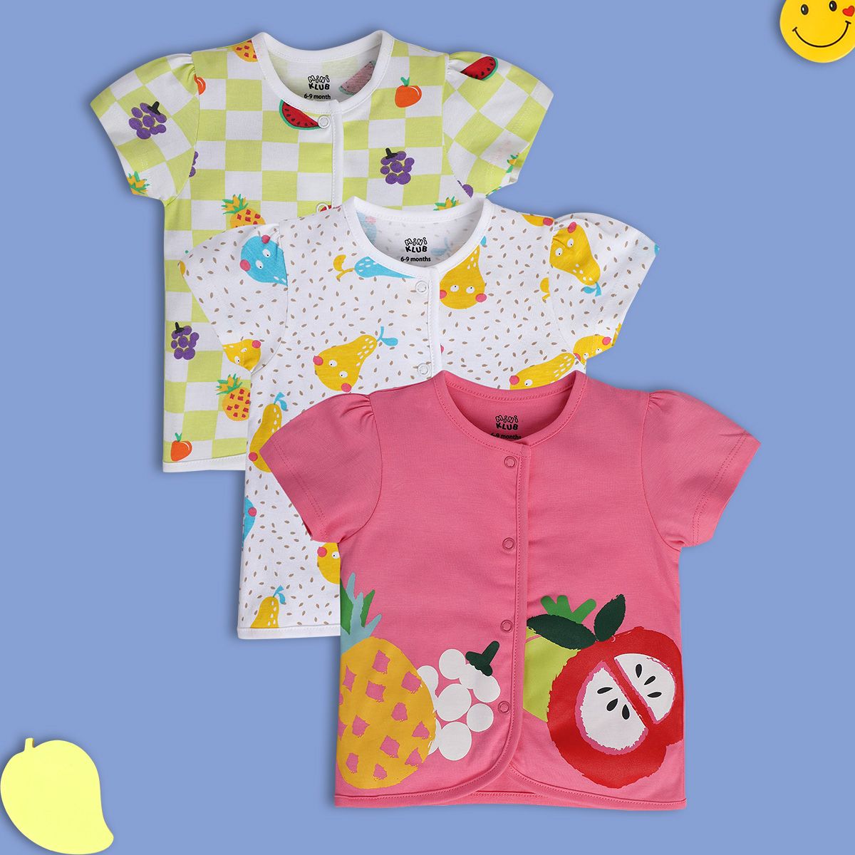 Girls Multicolor Pack Of 3 Front Open Vest