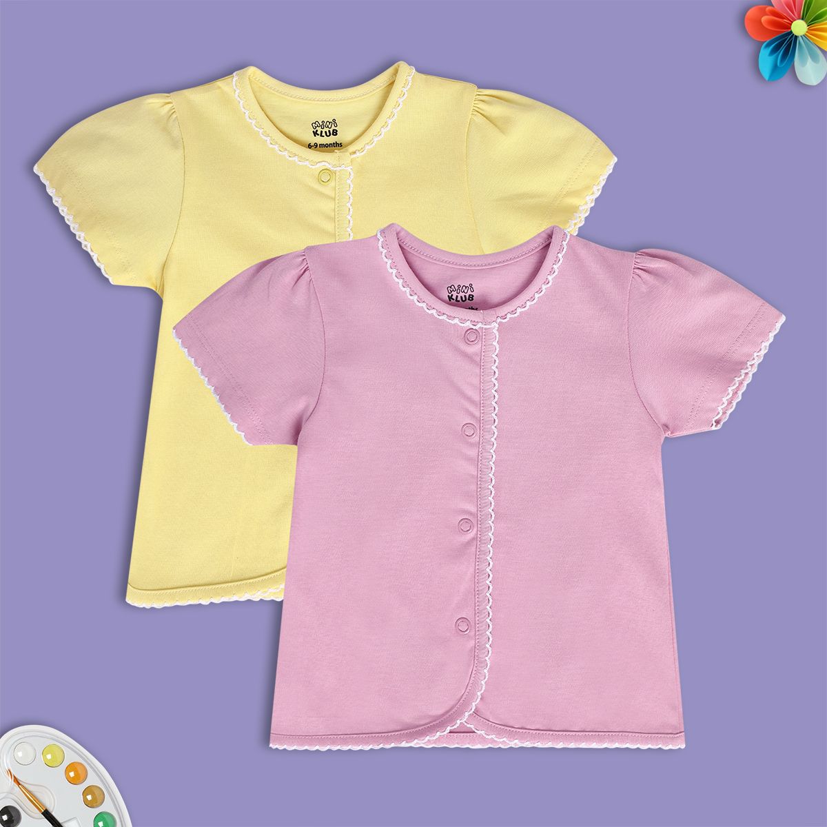 Girls Multicolor Pack Of 2 Front Open Vest