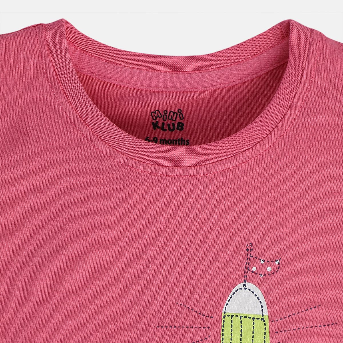 Girls Pink/Yellow Short Sleeve Knit Top