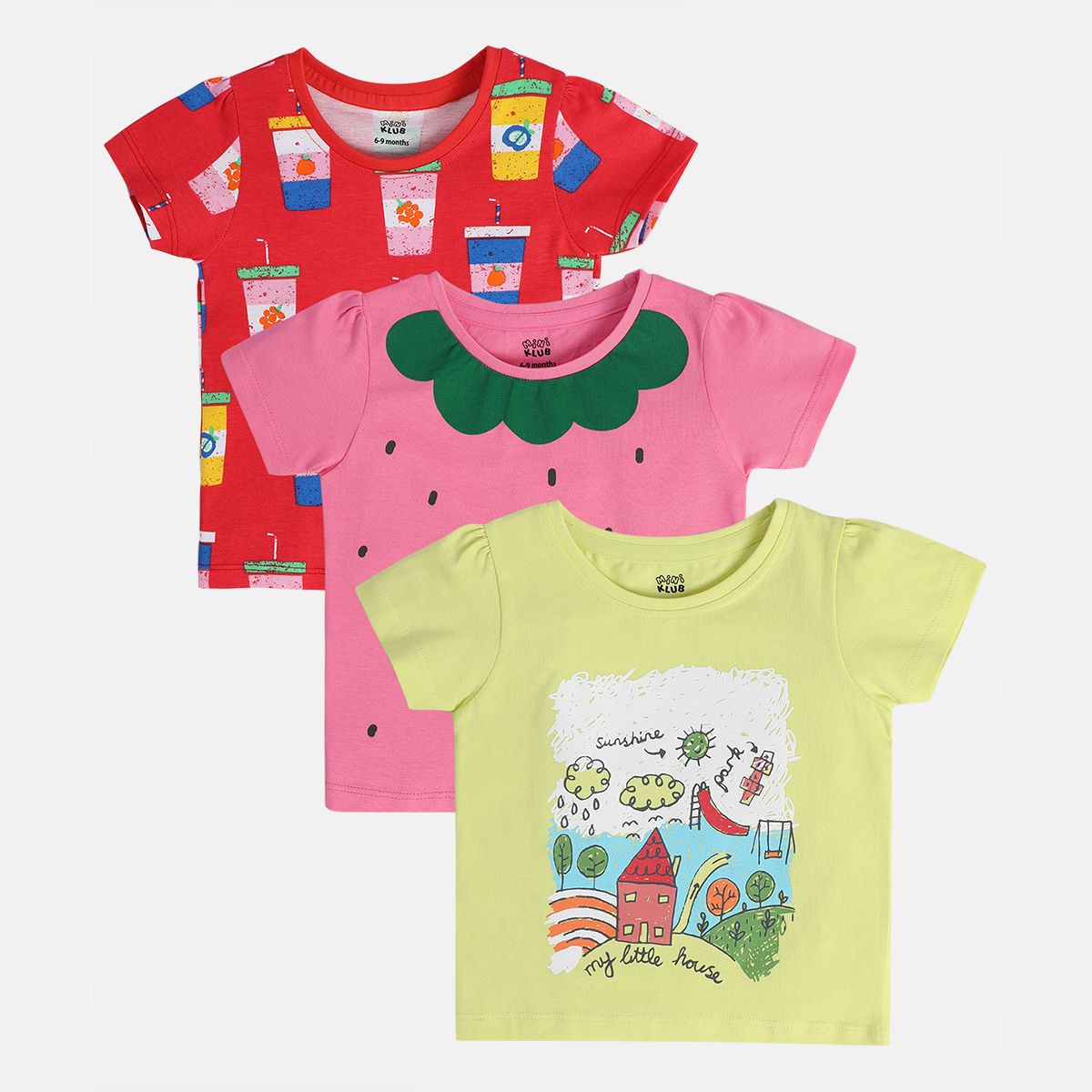 Girls Multicolor Pack Of 3 Knit Top
