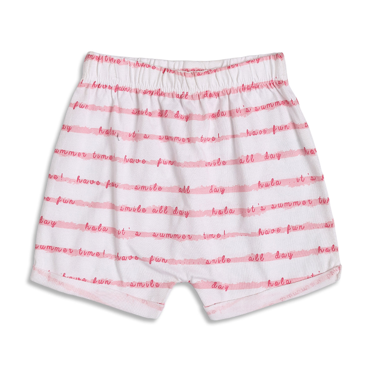 Baby Girls Yellow and White Cotton Printed Shorts Pack of 2 Regular Fit Casual Bottom Wear