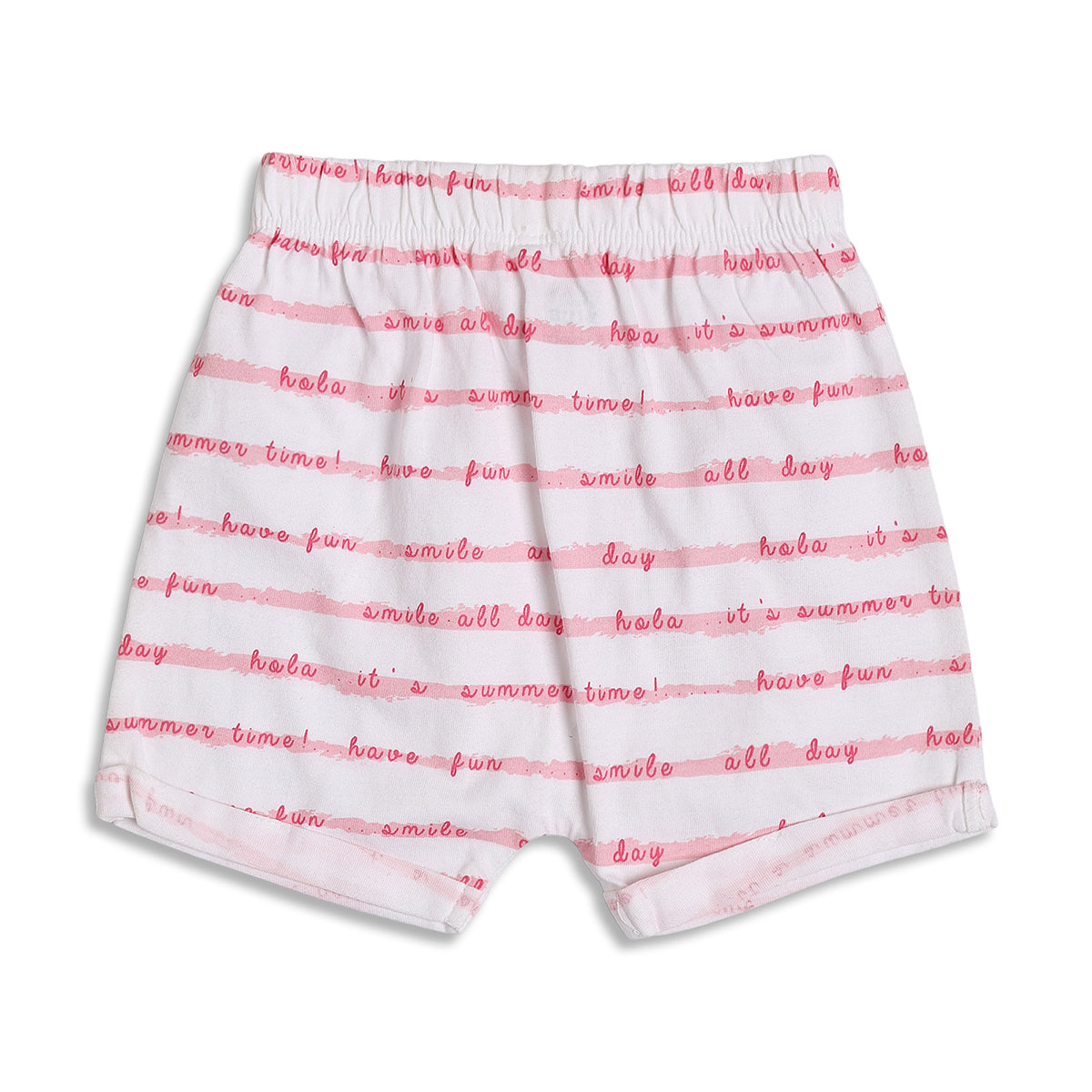 Baby Girls Yellow and White Cotton Printed Shorts Pack of 2 Regular Fit Casual Bottom Wear