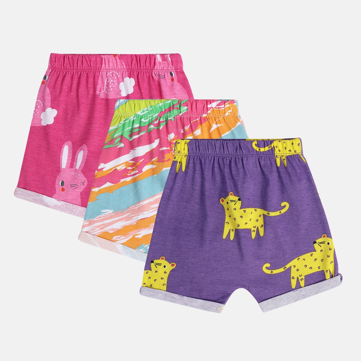 Girls Multicolor Pack Of 3 Shorts