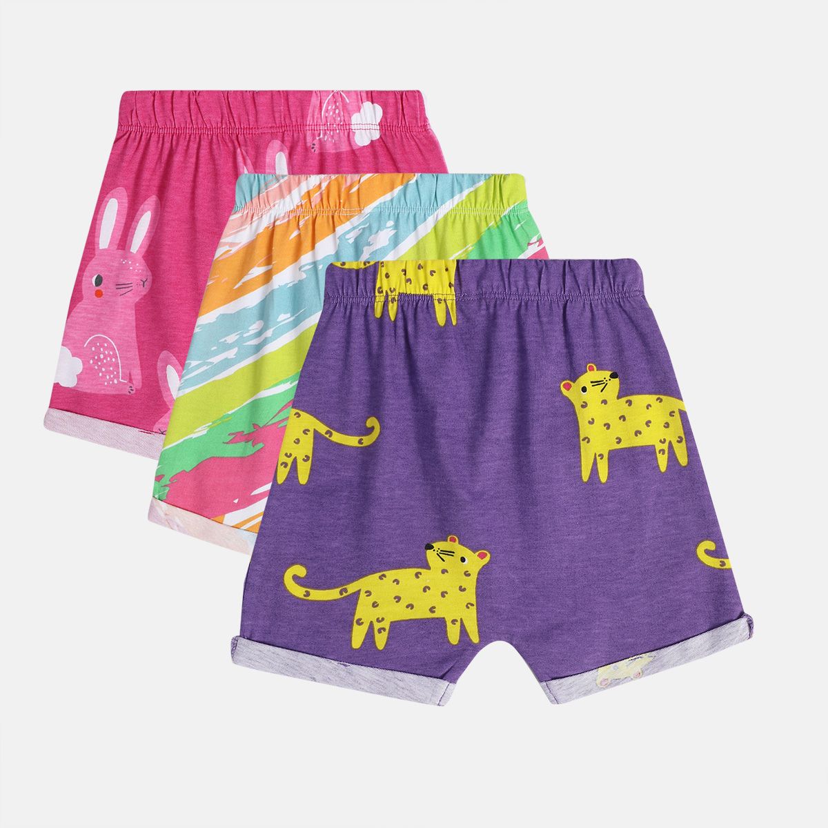 Girls Multicolor Pack Of 3 Shorts