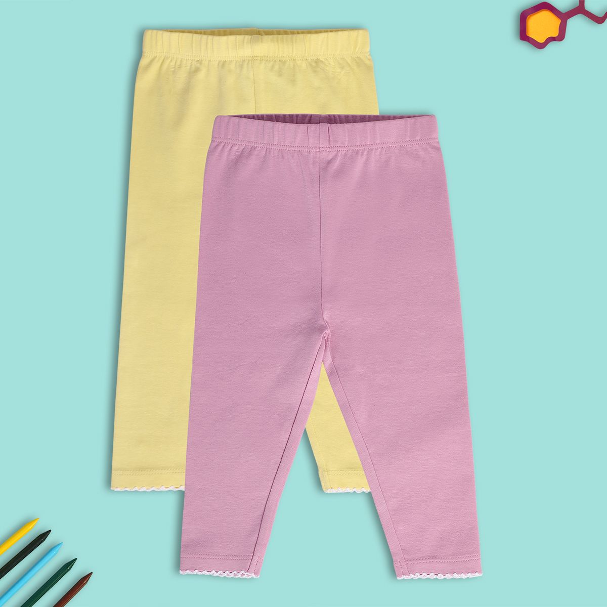 Girls Multicolor Pack Of 2 Legging