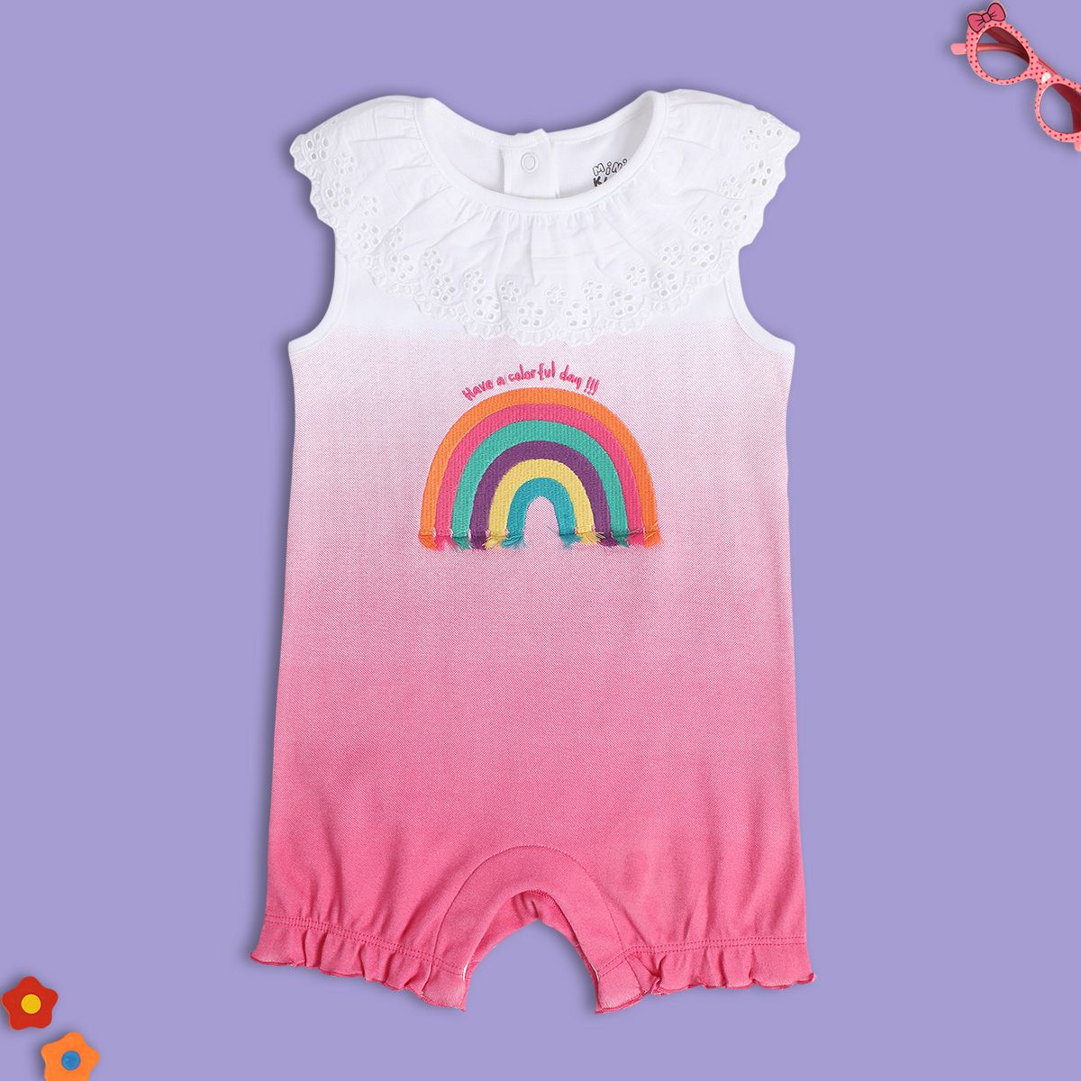 Girls Pink Sleeve Less Romper