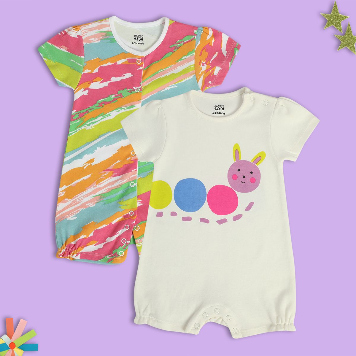 Girls Multicolor Pack Of 2 Romper