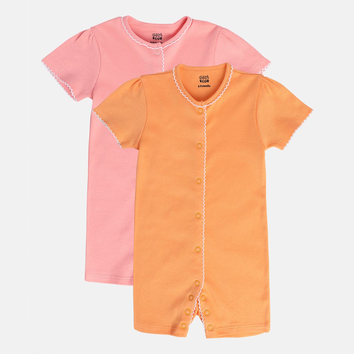 Girls Orange/Pink Front Open Romper