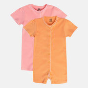 Girls Orange/Pink Front Open Romper
