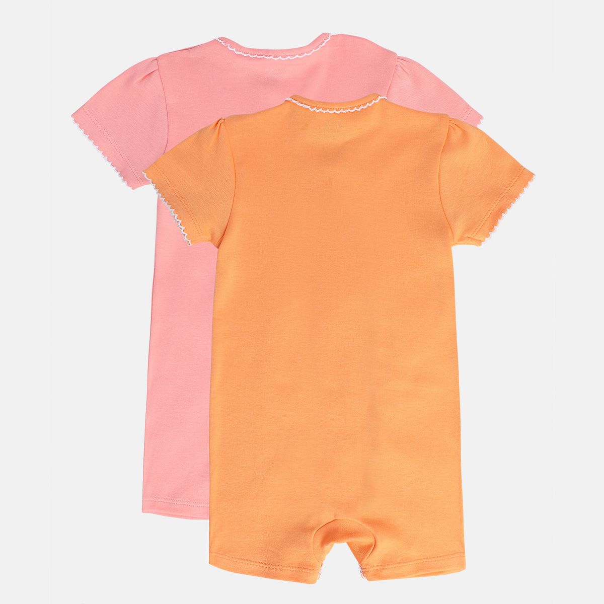 Girls Orange/Pink Front Open Romper