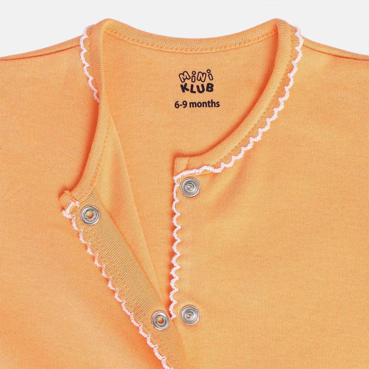 Girls Orange/Pink Front Open Romper