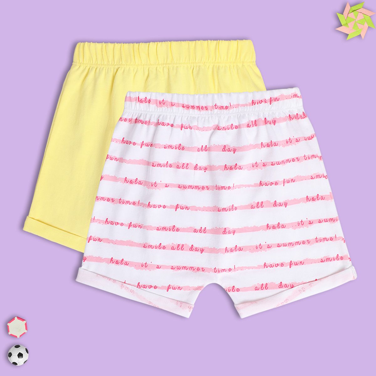 Girls White/Yellow Shorts