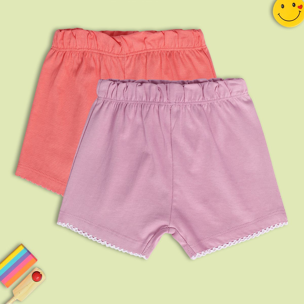 Girls Multicolor Pack Of 2 Shorts